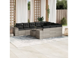 Vidaxl 11 Pcs Conjunto Sofás de Jardim C/ Almofadões Vime Pe Cinzento