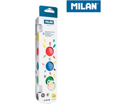 Caixa com 6 Potes Pintura dedos 25Ml MILAN. 6 Potes de 25Ml