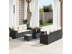 Vidaxl Conjunto De Sofá De Jardim 9 Unid. Preto Rattan Sintético