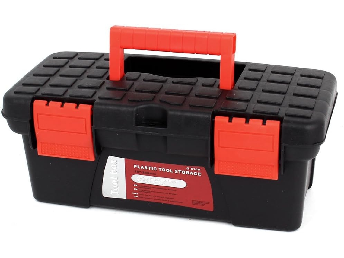 Caixa de Ferramentas Multiuso Plástico Preto e Vermelho com 2 Camadas, 250 Mm X 120 100 CHABERLU