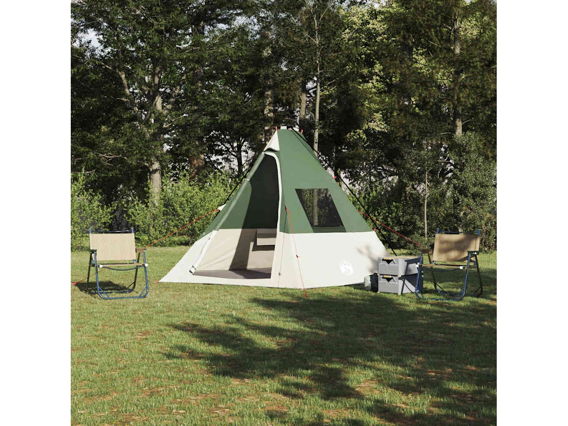Vidaxl Barraca Tipi 6 Pessoa À Prova D'água Verde Tafetá