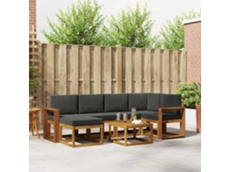 Vidaxl Conjunto De Sofás Para Exterior 7 Pcs Natural E Antracite