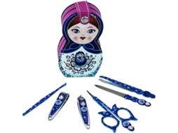 Conjunto de manicure com 6 peças em aço inoxidável e liga de alumínio.