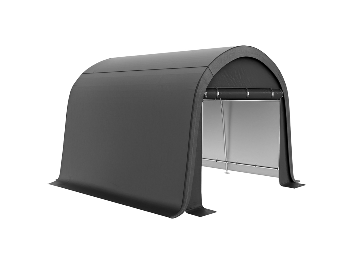 Tenda De Armazenamento Para Jardim, Estrutura Robusta Em Aço, Portas Grandes, 3x3m, Cinza