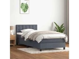 Cama Com Molas/colchão Cinza-escuro 80x220 Cm Veludo