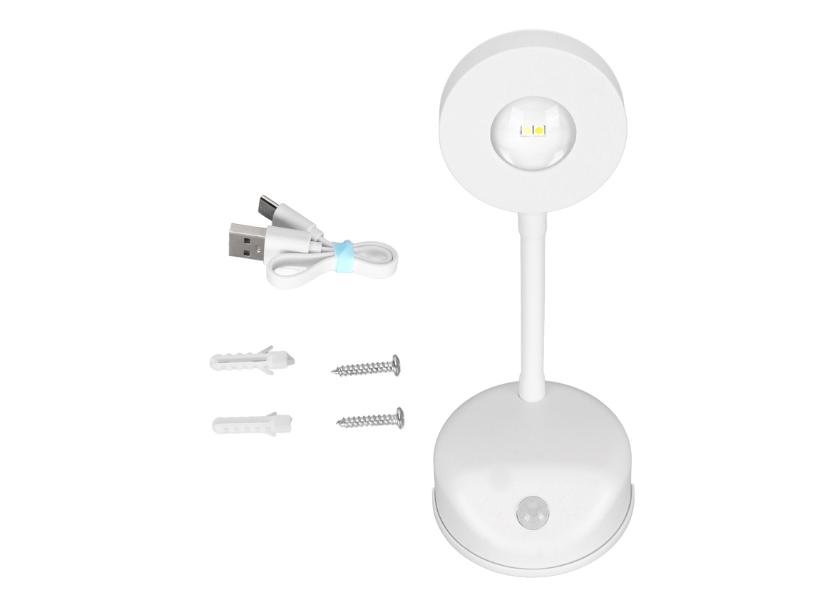 Rebe-lâmpada De Parede Led Com Sensor De Movimento Recarregável Regulável 3 Temperaturas De Cor Para Quadros Branco