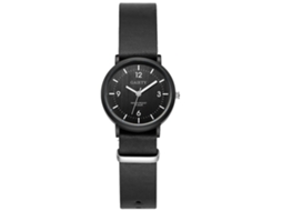 Reloj De Pulsera Simple Estilo Empresarial Dial Redondo Correa Pu Acero Inoxidable Cuarzo (negro)