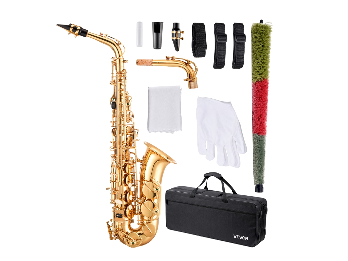 Saxofone Alto Em Mi Bemol Com Estojo E Boquilha Para Músicos, Dourado Vevor