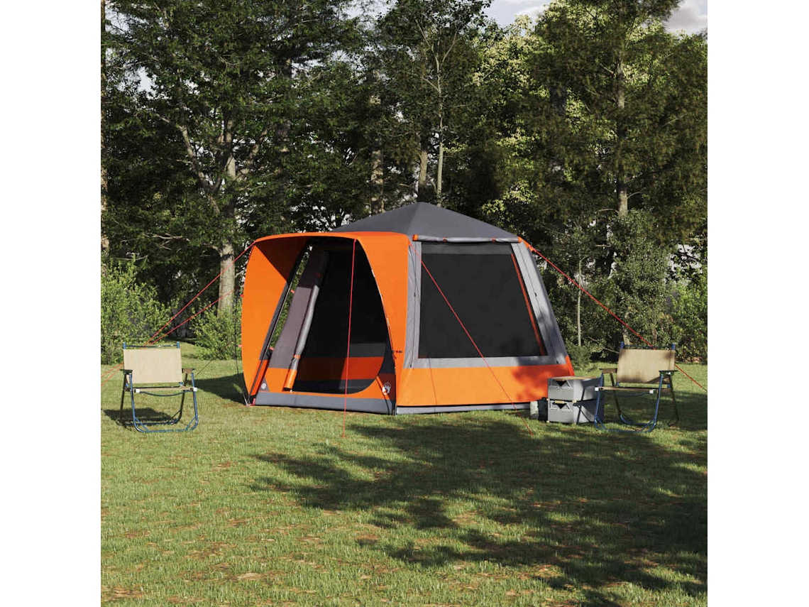 Vidaxl Barraca De Camping Cabana Cinzento E Laranja 420 X 420 X 227 Cm
