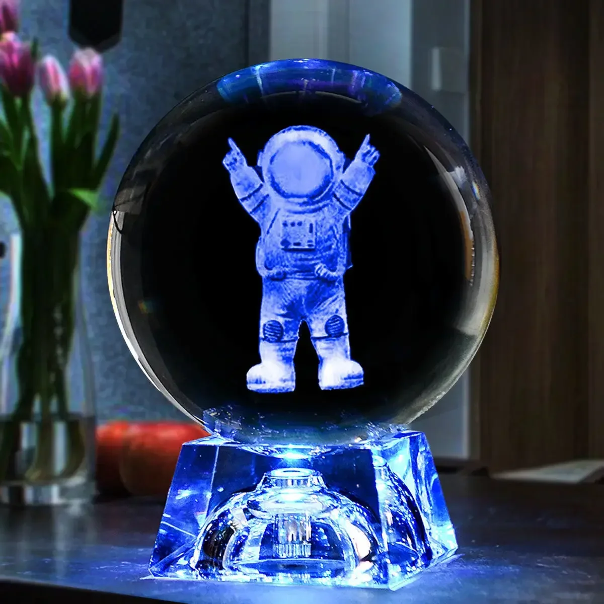 Bola de Cristal Led, Bola de Vidro 3d, Decoração para Casa, Enfeite para Presente de Dia Dos Namorados. MDUG