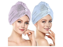 Pacote Com 2 Toalhas De Microfibra Com Botes, Super Absorventes E De Secagem Rpida Para Cabelo Eru Nostalgia88