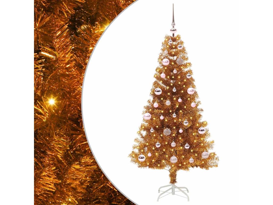 Árvore De Natal Artificial Com Led Vidaxl Dourado Plástico (150 Cm)