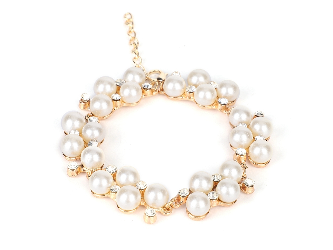 Pulseira De Noiva Com Pérolas Falsas E Design Elegante