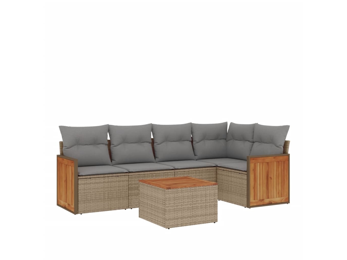 Maison Exclusive - 6 Pcs Conjunto De Sofás P/ Jardim Com Almofadões Vime Pe Bege