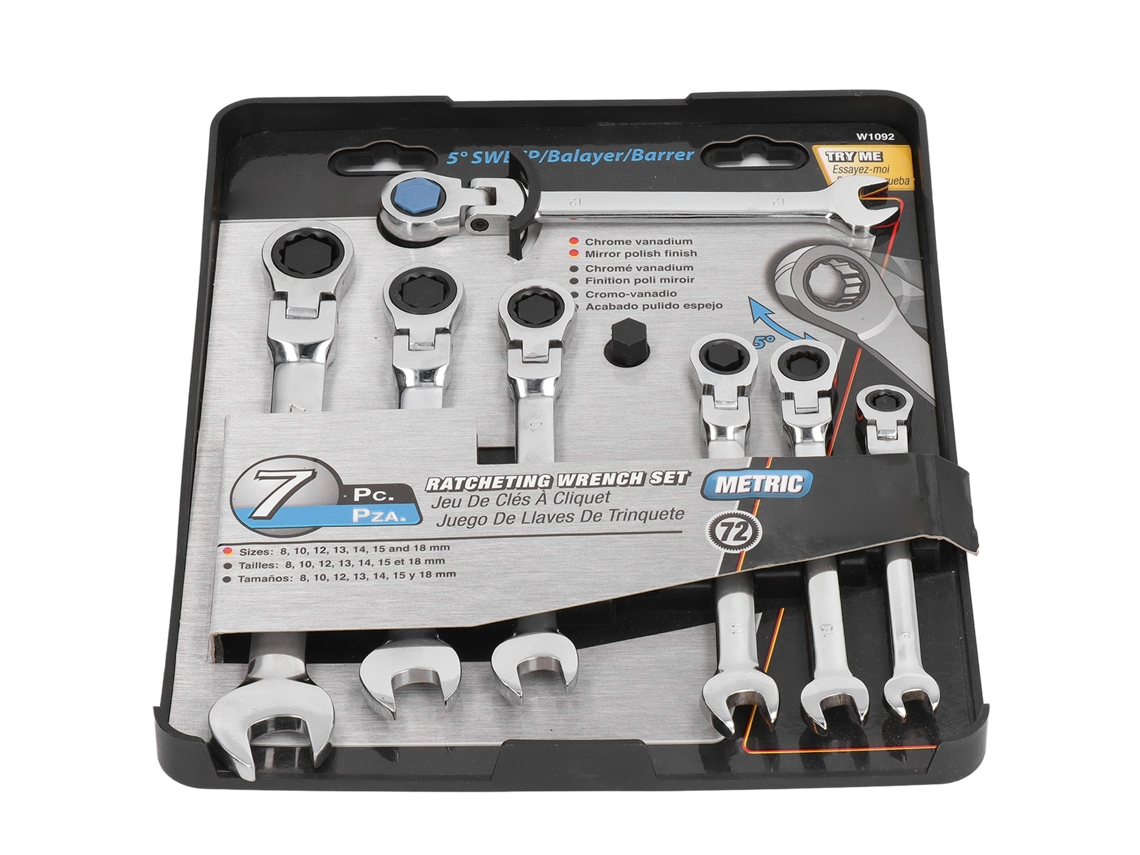 Conjunto de Chaves de Rato 7pcs Cabeça Flexível 180° Antirust