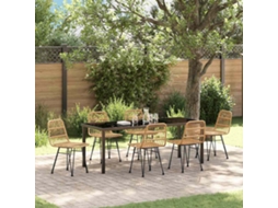 Vidaxl Conjunto De Jantar Para Jardim 7 Unid. Castanho