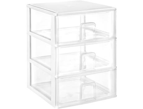 Cômoda Empilhável de Plástico Modelo Transparente Cor Branco Gavetas de Armazenamento Modular COMFORT HOUSE