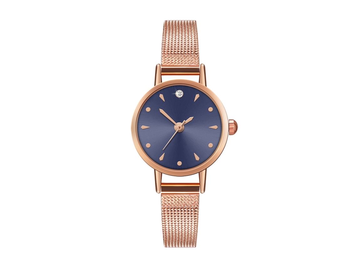 Relógio de Pulso de Moda Casual Simples Pulseira de Malha Quartzo Azul E18 w