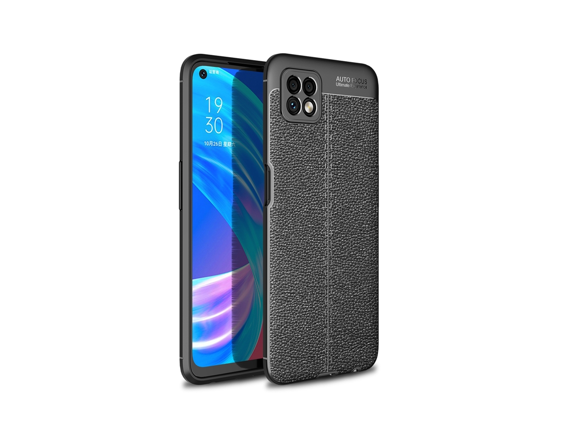 Capa Rugged Leather com Cordão Anti-Roubo para Oppo A72 5G