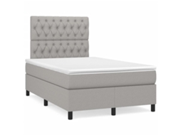 Vidaxl Cama Boxspring com Colchão 120x190 Cm Tecido Cinzento claro