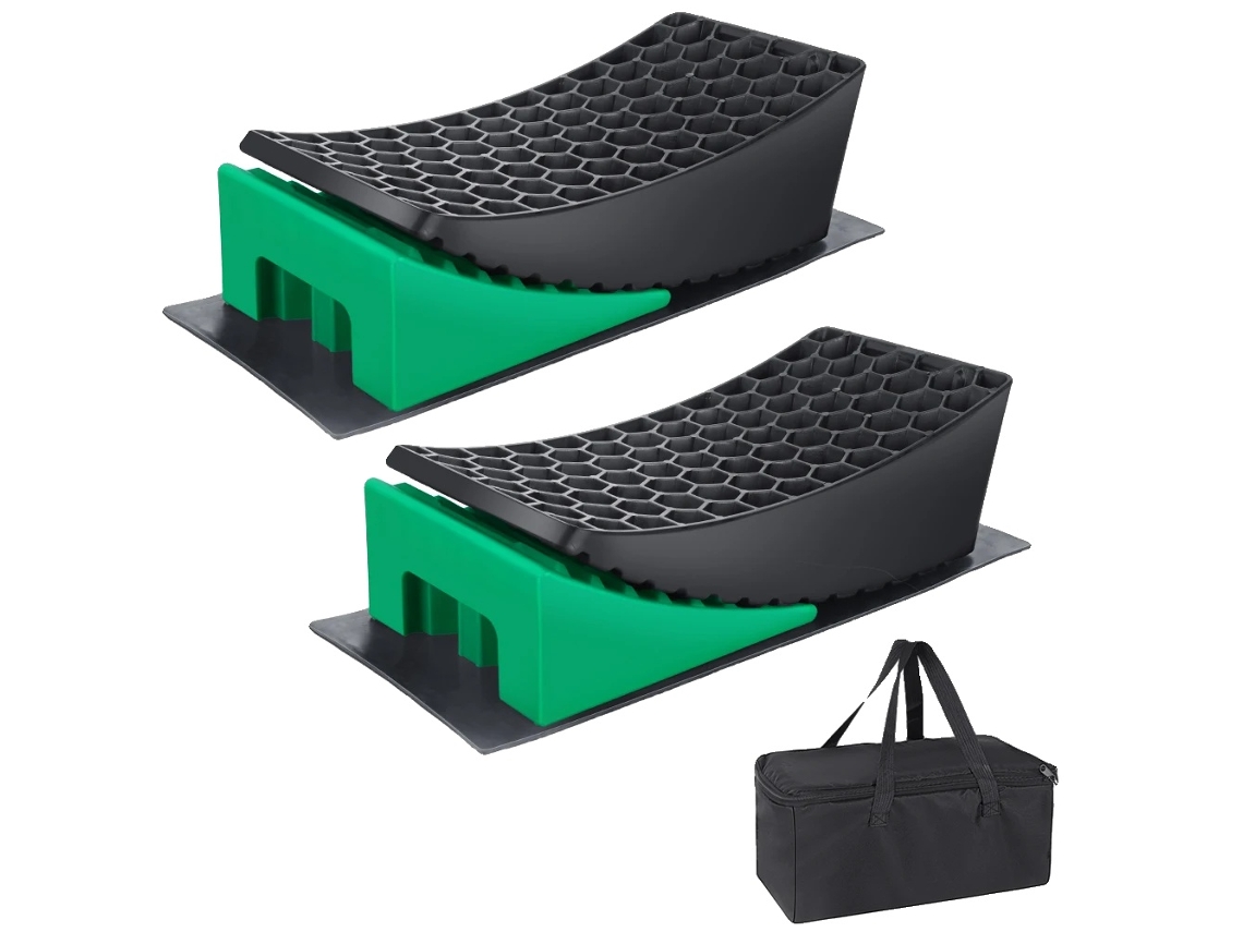 Rampas De Nivelamento Para Rv, Superfície Antiderrapante, Bolsa De Armazenamento Portátil, Verde