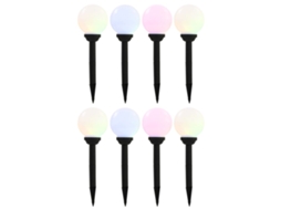 Vidaxl Candeeiro Solar De Exterior Led 8 Pcs Esférico 15 Cm Rgb