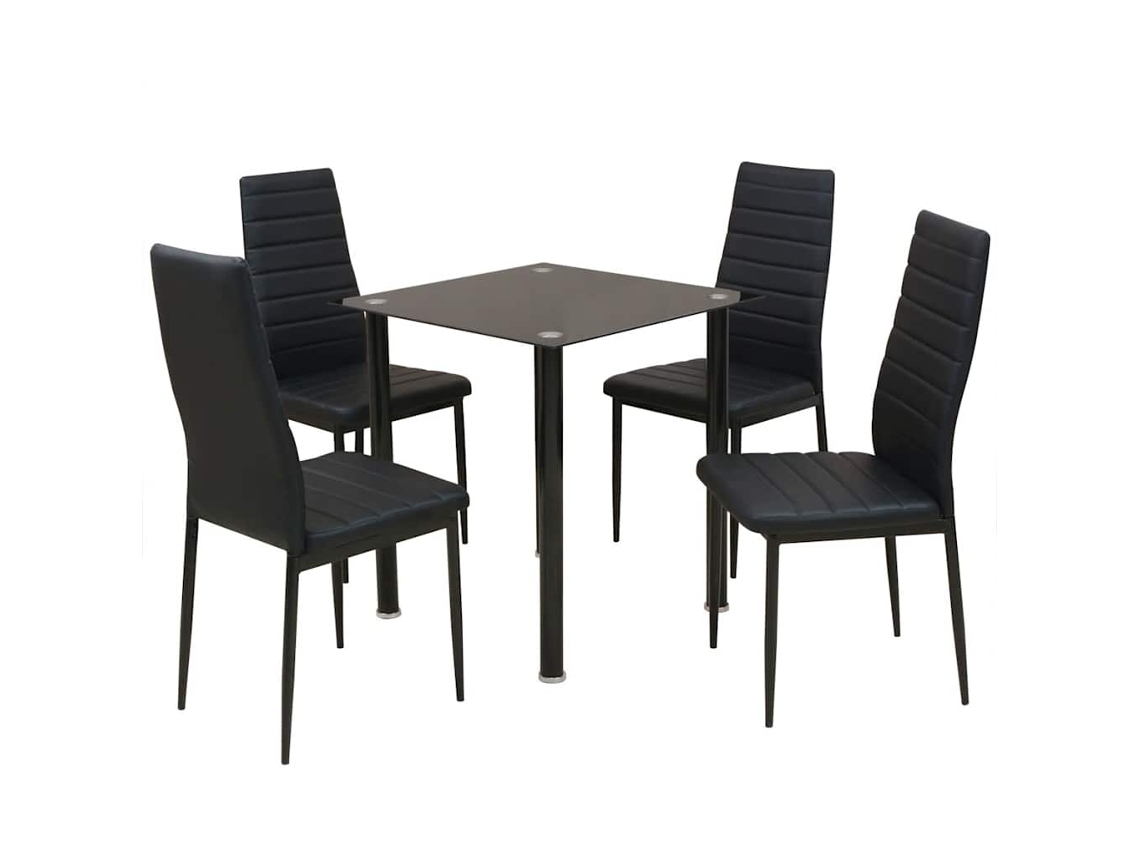 Vidaxl Conjunto 5 Pcs De Mesa De Jantar E Cadeiras Preto