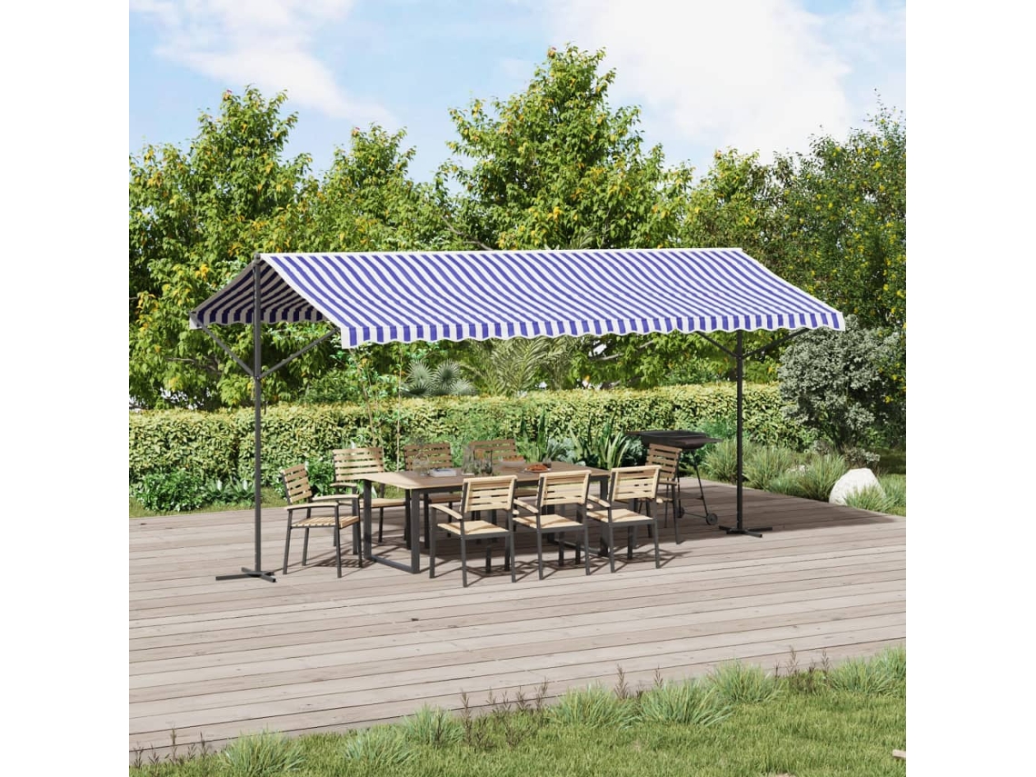 Maison Exclusive - Toldo De Pé 500x300 Cm Tecido E Aço Azul E Branco