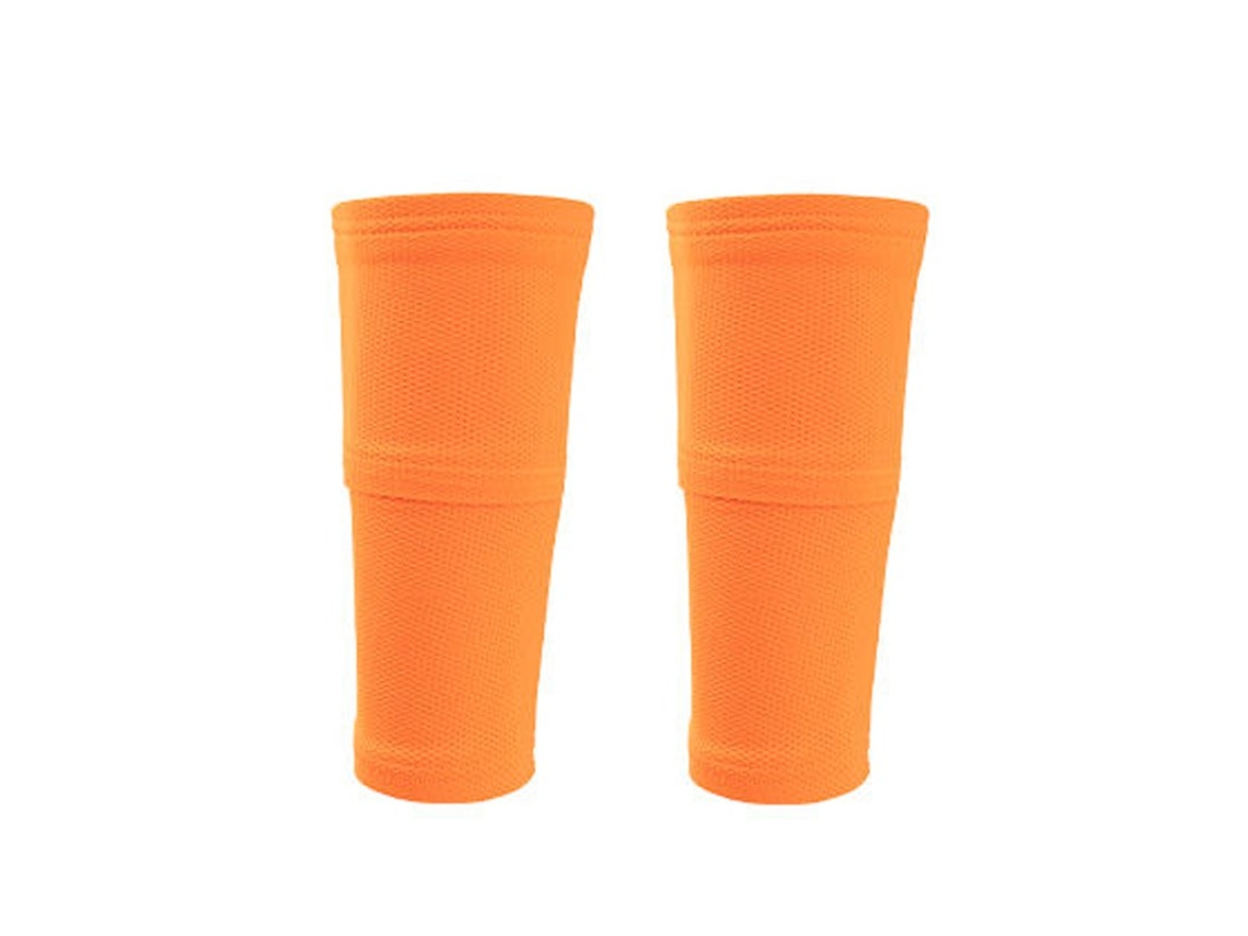 (laranja S)1 Duplo Futebol Caneleiras Com Bolso, Compressão Caneleiras, Futebol Caneleiras
