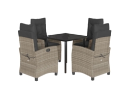Garden Dining Set, Garden Dining Sets Vidaxl Cinzeto Rattan / Vime (mesa Com 140 Cm De Comprimento)