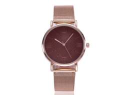 Relógio de Pulso Feminino Vansvar Quartzo com Pulseira de Malha de Liga Marrom