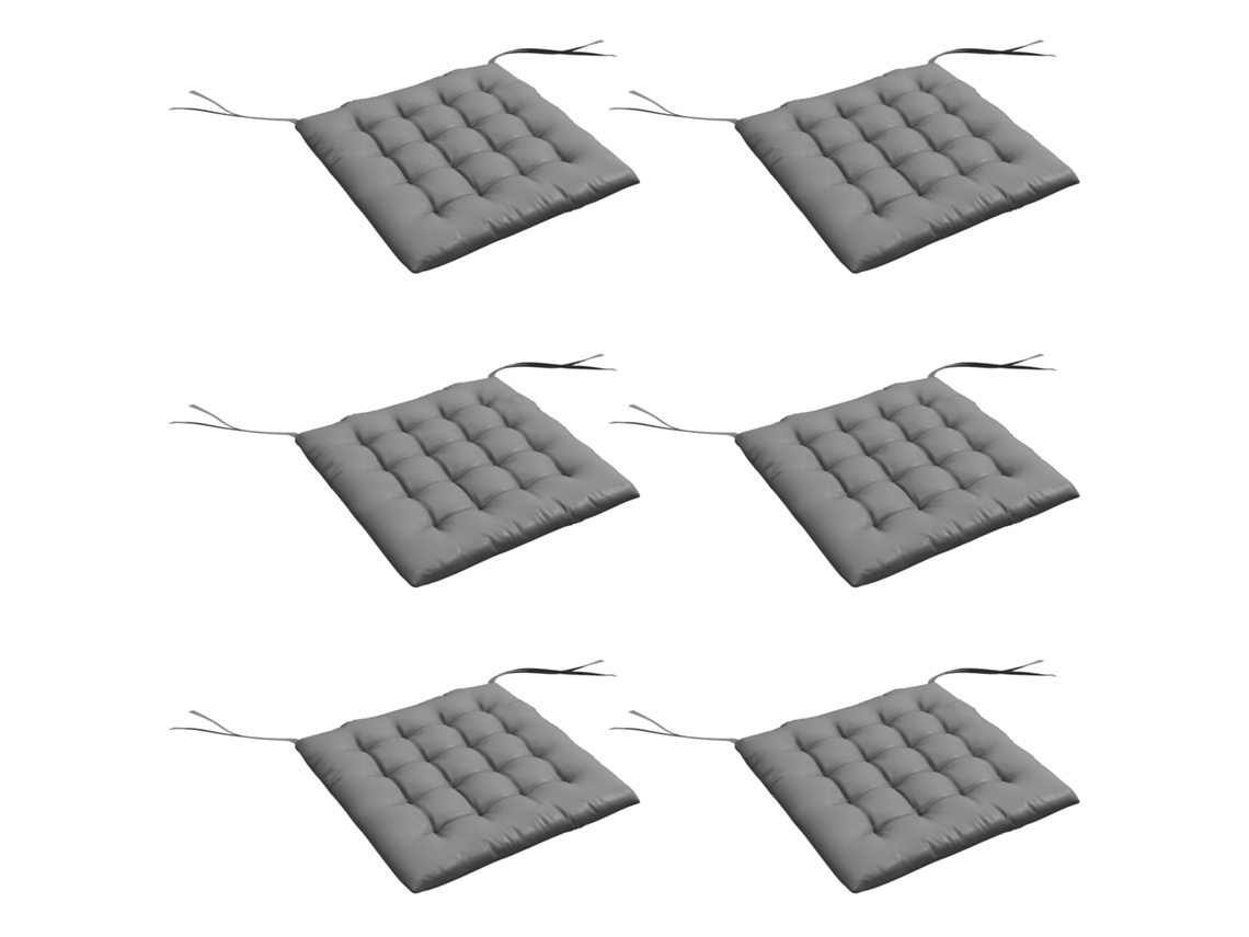 Conjunto 6 Almofadas Cadeiras Jantar 40x40 Cm Acolchoadas Jardim Cinzento