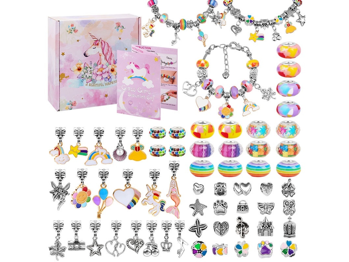 Kit Diy Para Criar Pulseiras Com Contas E Correntes, 63 Peças Elysve