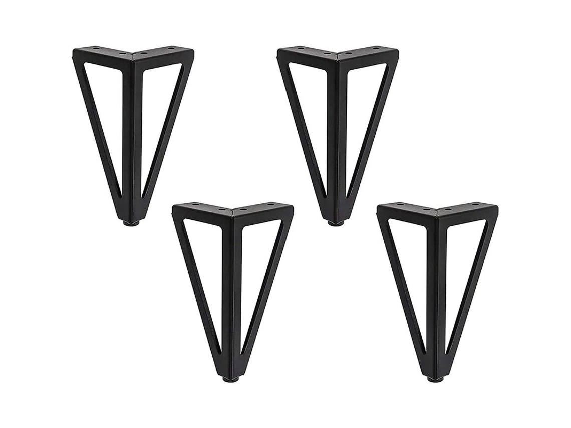 Conjunto De 4 Pernas De Móveis Triangulares 15cm - Pés De Mesa Diy Pretos