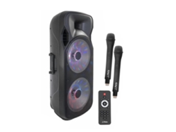 Coluna Amplificada 2X15'' 1000W Usb/Fm/Bt/Sd/Bat Uhf Preta
