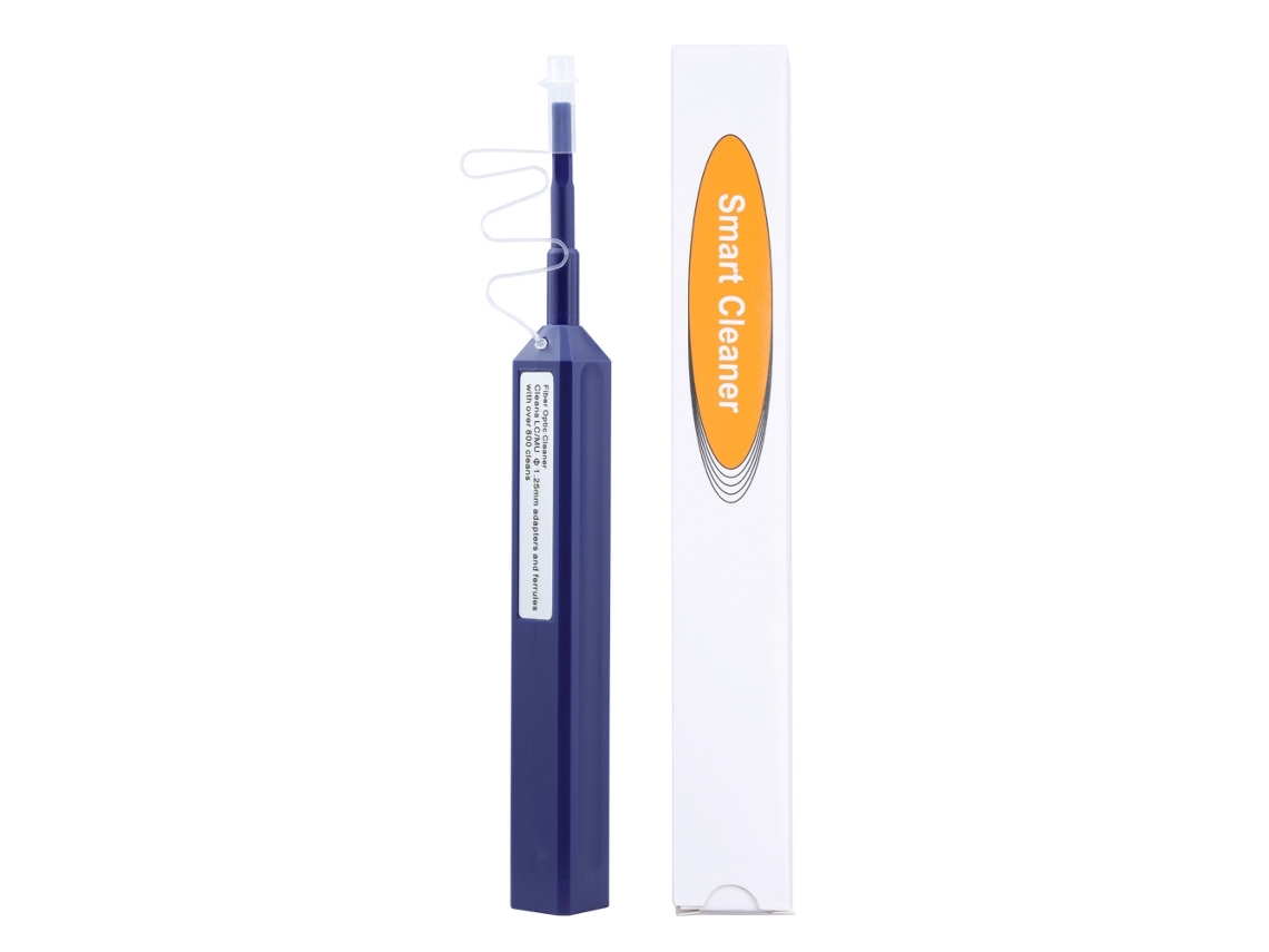 Caneta de limpeza de fibra óptica LC/MU para conectores de ponteira de 1,25 mm, limpador de fibra de um toque