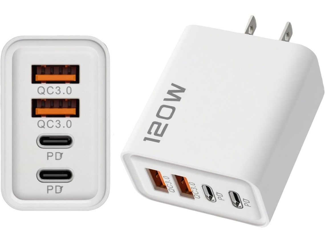 Carregador De Celular Com 4 Portas E Potência 120w.