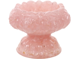 Tigela Decorativa Em Cristal Rosa Em Formato De Flor De Lótus Com Suporte E Compartimentos Para Joias.