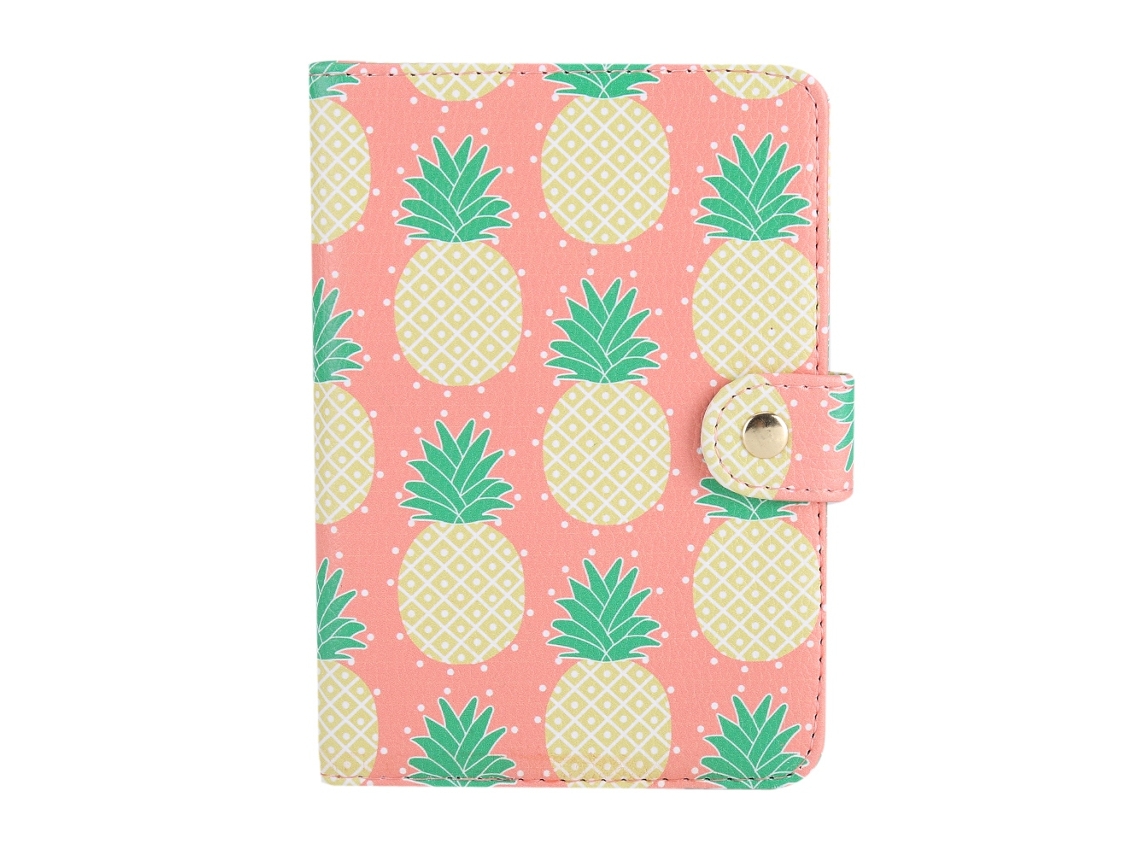 Capa de Protetor de Passaporte de Couro Pu Cute Printing com Slot para Cartões Abacaxi S/MARCA
