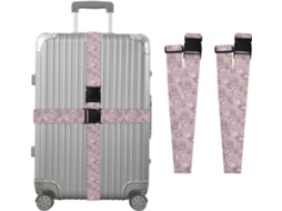 Conjunto De 2 Elegantes Alças Para Malas Com Estampa Floral Roxa, Ideais Para Viagens, Acessórios De Viagem, Conectores