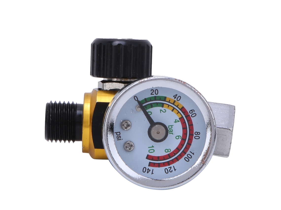 Regulador De Pressão De Ar 0-10bar/0-140psi Com Conector Bspp 1/4" Liga De Alumínio