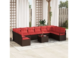 Vidaxl Conjunto De Sofás 11 Unid. Castanho Vime Pe