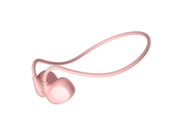 Fones Condução Aérea JIAPEI com condução óssea, fita pescoço, resistente ao suor, rosa