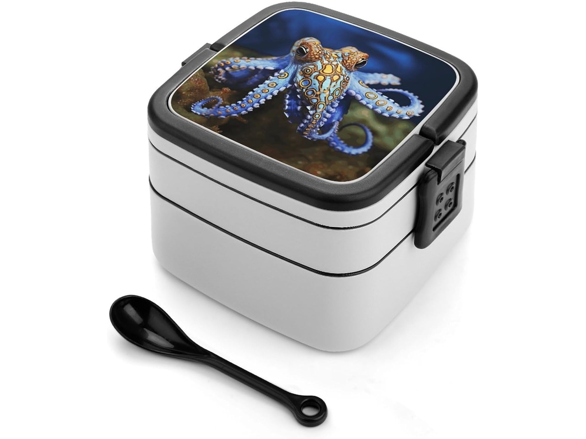 Marmita Bento De Camada Dupla, Recipiente Para Alimentos À Prova De Vazamentos 1-litro, Marmita Bento Polvo De Anéis