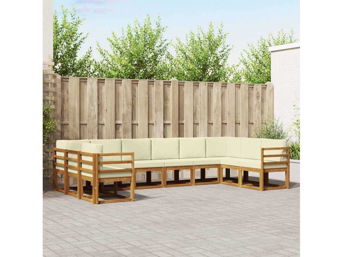 Vidaxl Conjunto De Sofás Para Exterior 10 Unid. Natural E Creme