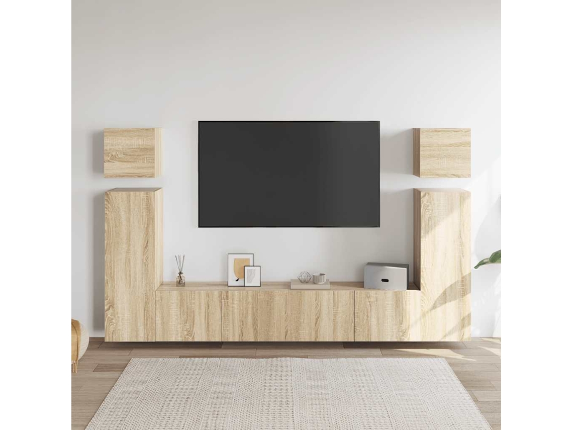 Vidaxl 8pcs Conjunto De Móveis De Tv Derivados Madeira Carvalho Sonoma