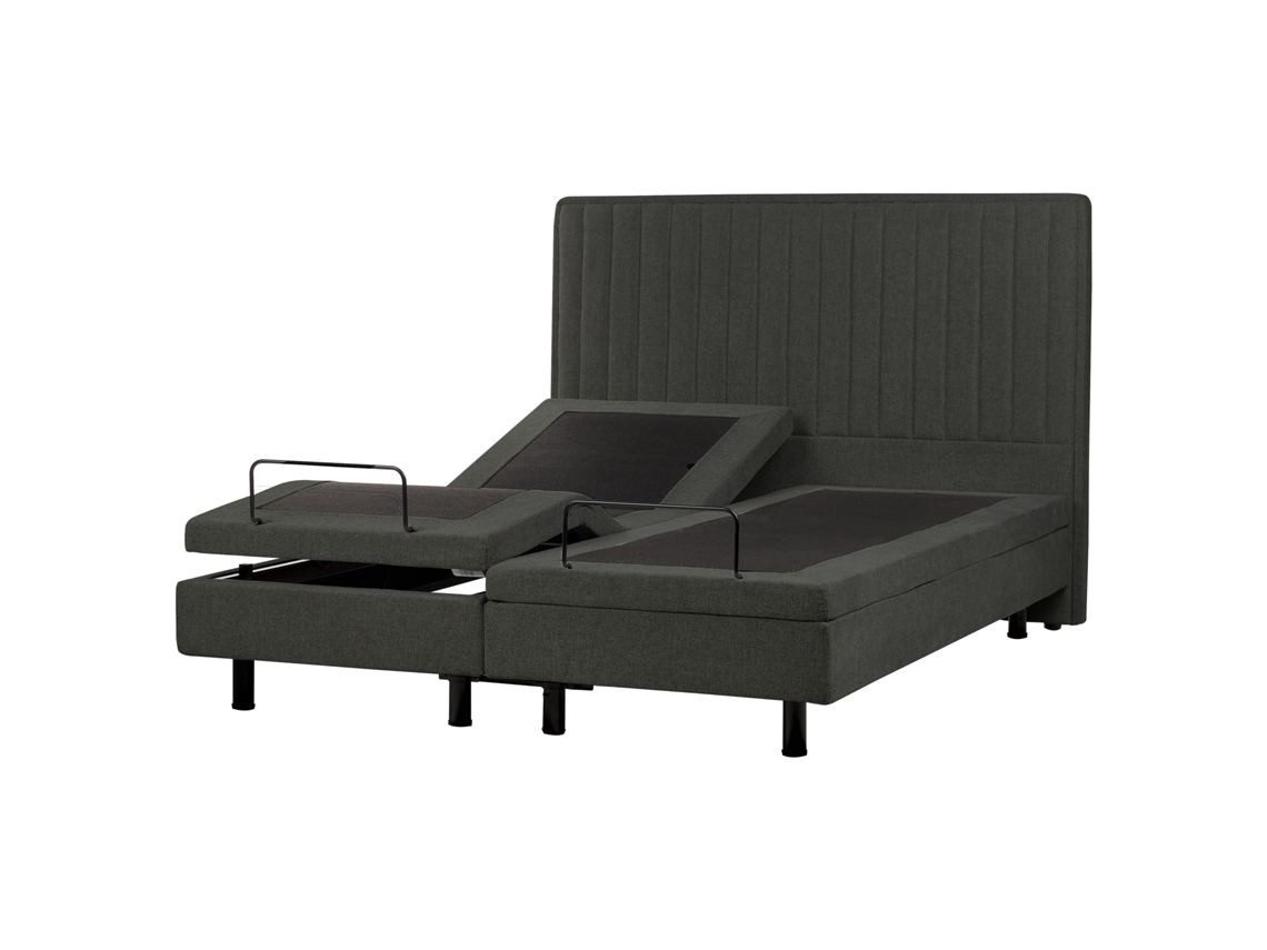 Cama Ajustable Beliani Castellan De Tela Gris 160x216x120