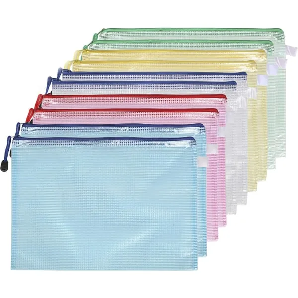 Pp 10 Unidades de Pastas Plásticas A5 com Zíper, Pastas de Documentos em Tela A5 para Armazenamento de Arquivos, Escolares BRILVIBERA