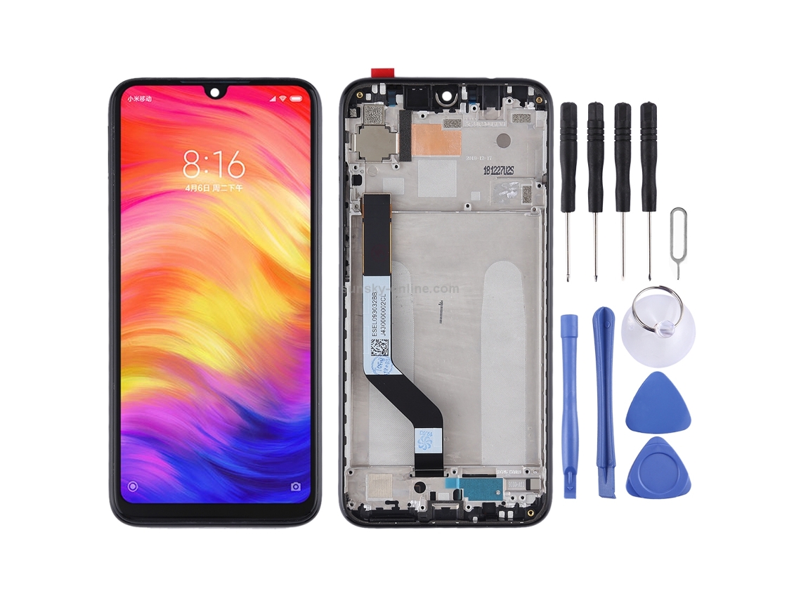 Ecrã Tft Para Xiaomi Redmi Note 7 / Redmi Note 7 Pro Conjunto Completo Com Digitalizador E Moldura — Preto