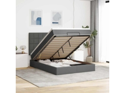 Vidaxl Estrutura Cama Otomana Colchão 140x200cm Tecido Cinzento Escuro
